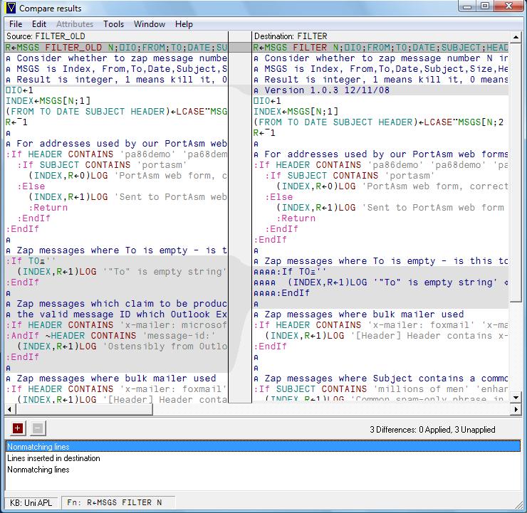 APLX Function Comparison